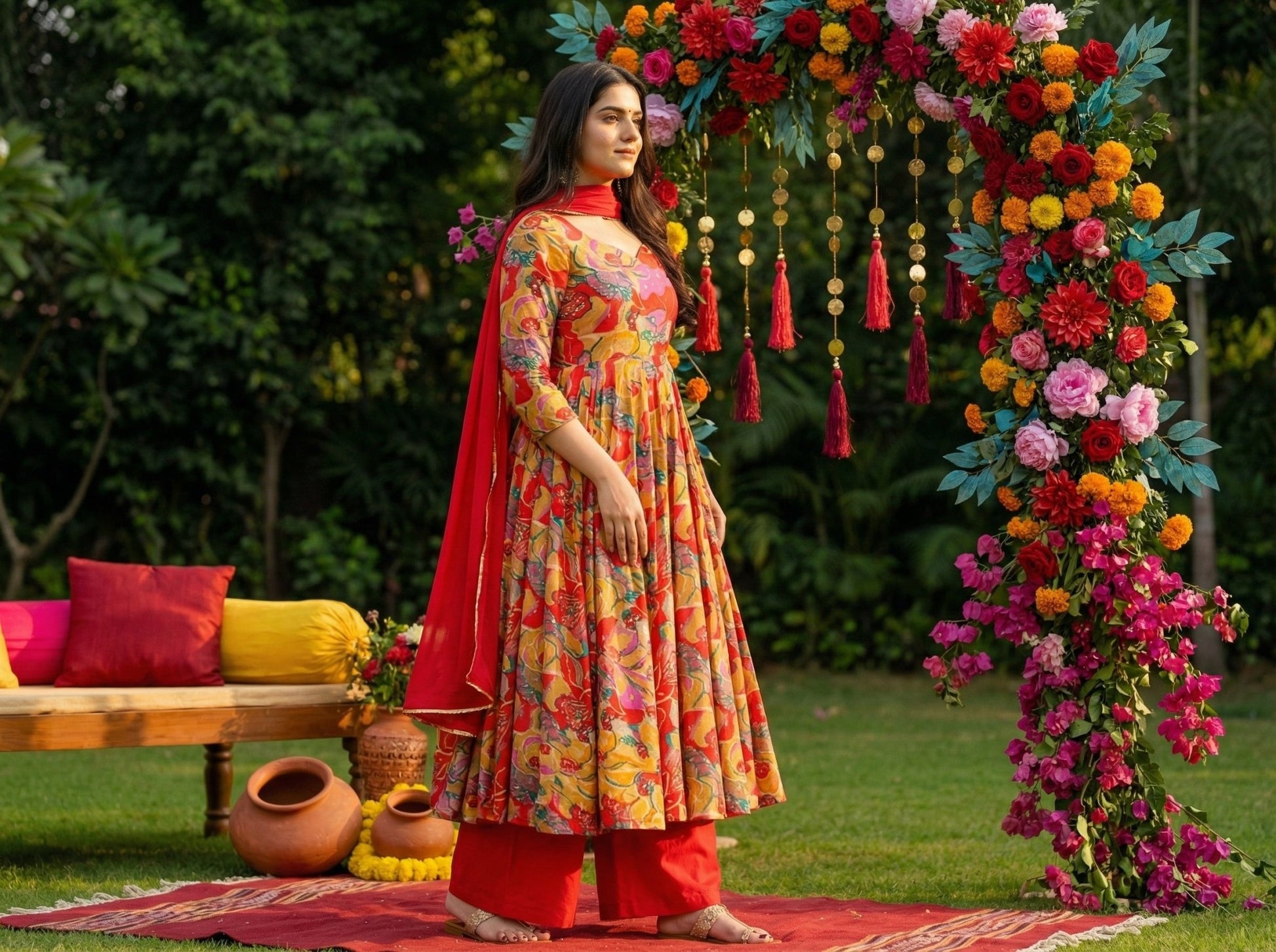 Floral Flair Anarkali Kurta Set - shoproohani