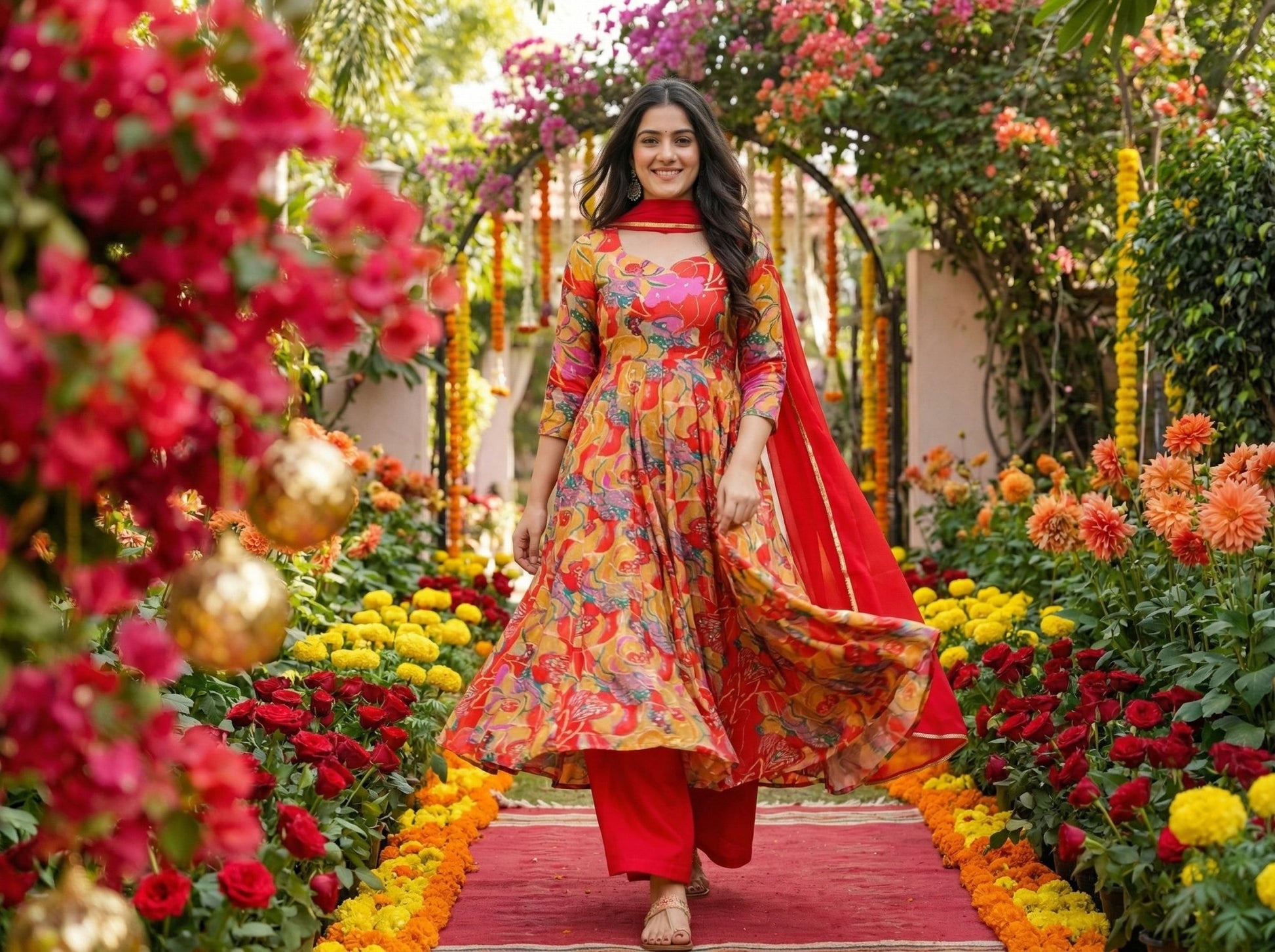 Floral Flair Anarkali Kurta Set - shoproohani