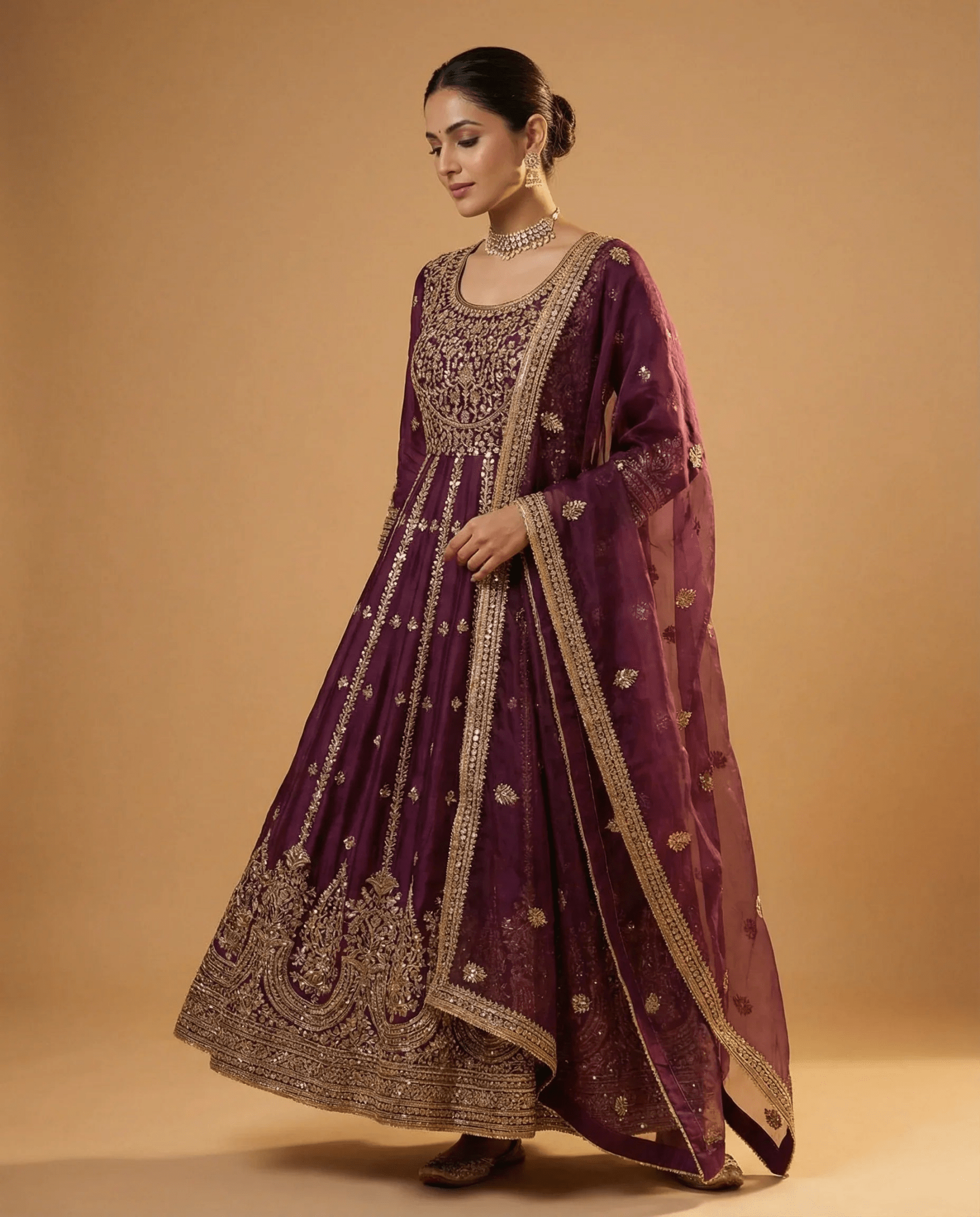 Shaahi Gulab Anarkali with Dupatta - shoproohani