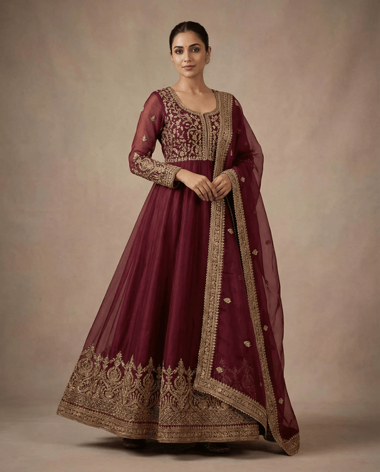 Shaahi Gulab Anarkali with Dupatta - shoproohani