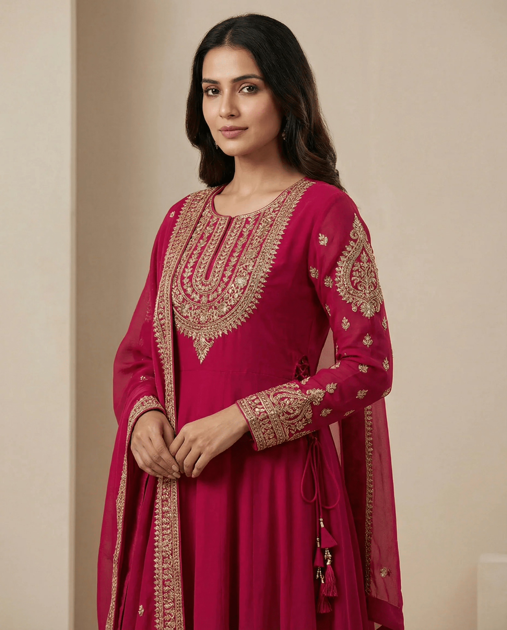 Shaahi Gulab Anarkali with Dupatta - shoproohani